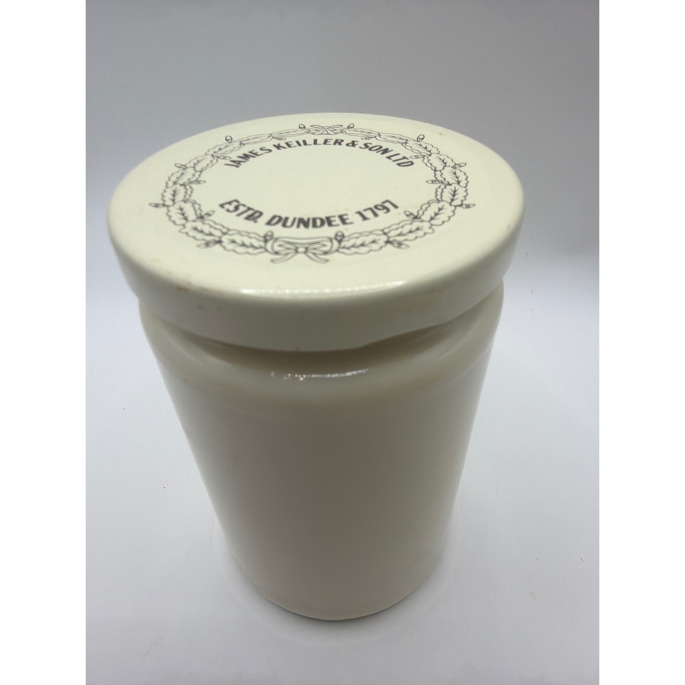 Vintage James Keiller & Son Dundee Marmalade Ceramic Jar with Lid 1797 Cream